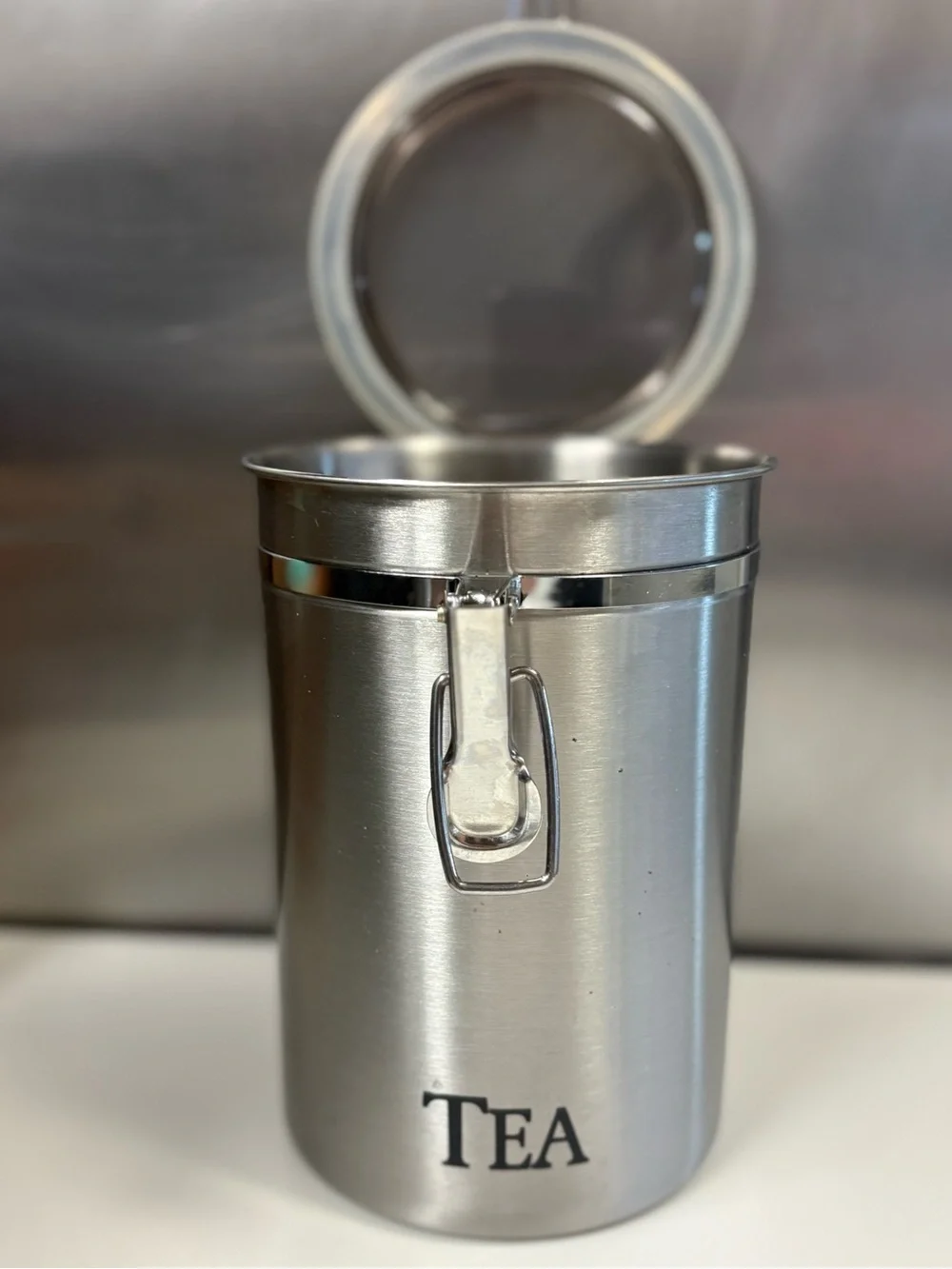 Tea Canister Airtight Storage Jar - Silver 62 fl ounces